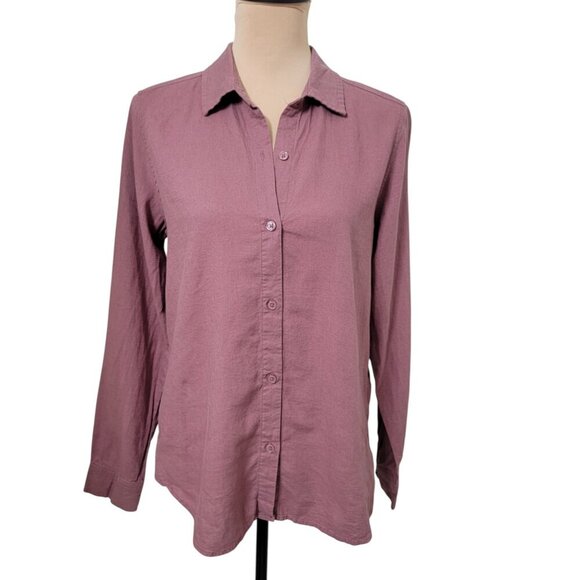 Needle & Cloth Size S Dusty Rose Long Sleeve Linen Blend Button Front Shirt - Picture 1 of 13